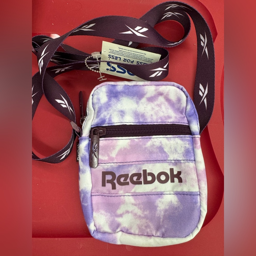 REEBOK Festival Small Crossbody Bag- Purple Tie Dye Unique Color Water Resistant